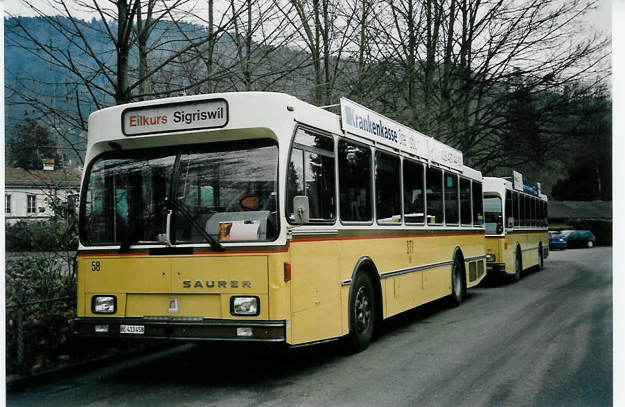 (057'724) - STI Thun - Nr. 58/BE 413'458 - Saurer/R&J am 24. Dezember 2002 bei der Schiffl�ndte Thun