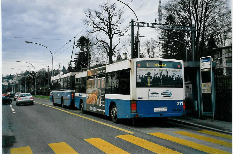 (058'110) - VBL Luzern - Nr. 311 - Lanz+Marti/Hess Personenanh�nger am 30. Dezember 2002 in Luzern, Verkehrshaus