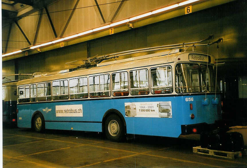 (058'402) - TL Lausanne (R�trobus) - Nr. 656 - FBW/Eggli Trolleybus am 1. Januar 2003 in Lauseanne, D�p�t Borde