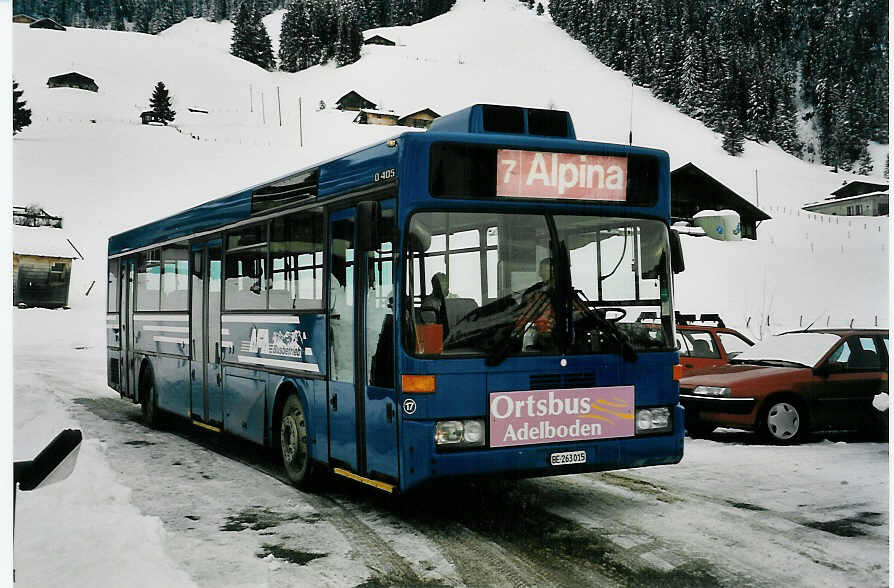 (058'627) - AFA Adelboden - Nr. 17/BE 263'015 - Mercedes (ex Fr�hlich, Z�rich Nr. 603; ex VBZ Z�rich Nr. 682) am 26. Januar 2003 in Adelboden, Alpina