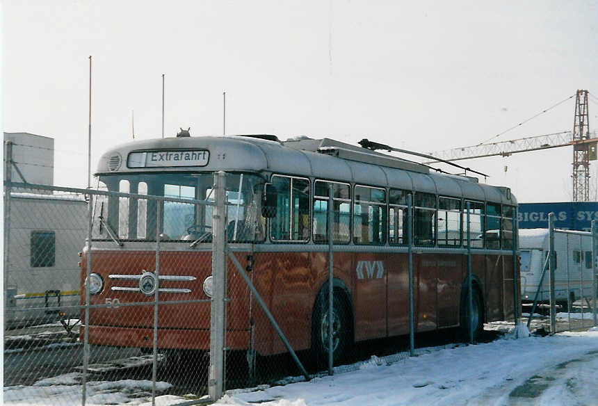 (059'010) - WV Winterthur - Nr. 50 - Saurer/Saurer Trolleybus am 20. Februar 2003 in Winterthur, Depot Gr�zefeld