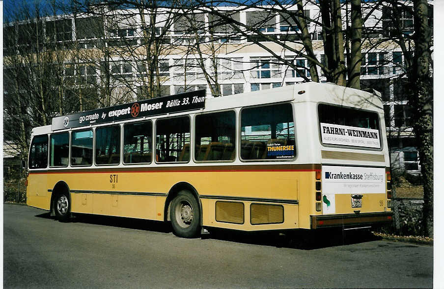 (059'102) - STI Thun - Nr. 56/BE 413'456 - Saurer/R&J am 1. M�rz 2003 bei der Schiffl�ndte Thun