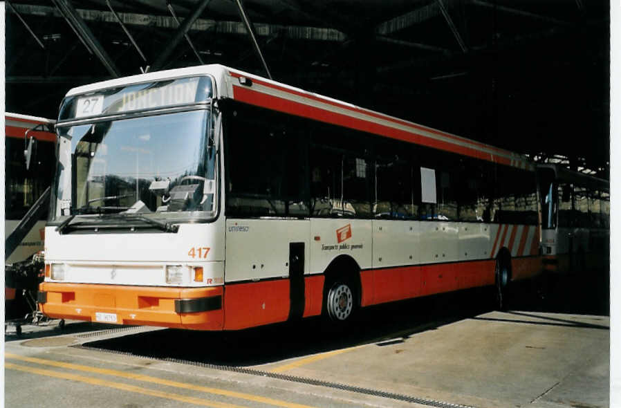 (059'222) - TPG Gen�ve - Nr. 417/GE 96'761 - Renault am 16. M�rz 2003 in Gen�ve, D�p�t