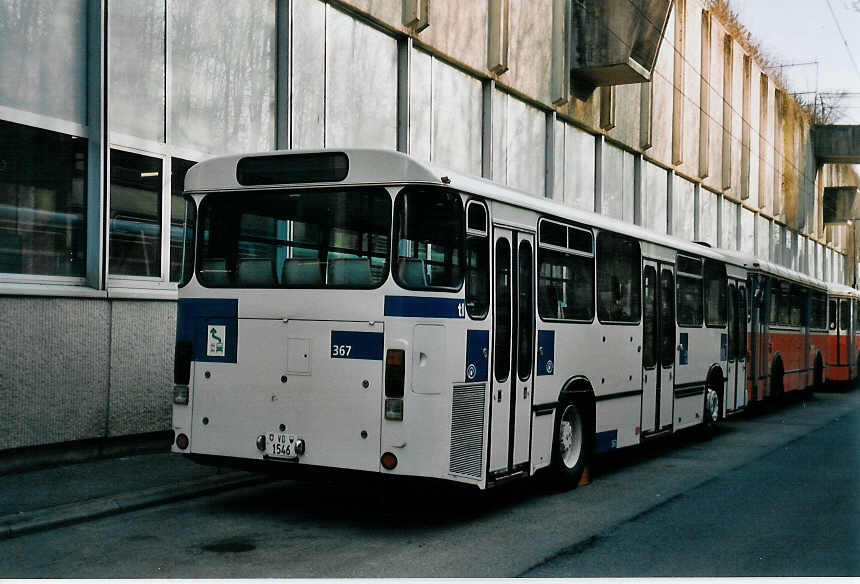 (059'306) - TL Lausanne - Nr. 367/VD 1546 - MAN am 16. M�rz 2003 in Lausanne, D�p�t Borde