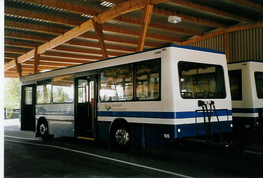 (061'110) - ZVB Zug - Nr. 105/ZG 82'545 - Lanz+Marti/Hess Personenanh�nger am 21. Juni 2003 in Zug, Garage
