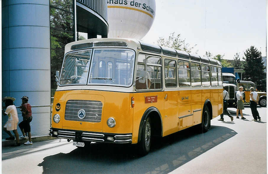 (061'434) - Streiff, Gelterkinden - AG 306'557 - Saurer/Gangloff (ex Oldie-Tours Z�risee, Wollerau; ex OTAG, Wald; ex Leibundgut, Obergoldbach; ex Krebs, Belpberg) am 13. Juli 2003 in Luzern, Verkehrshaus
