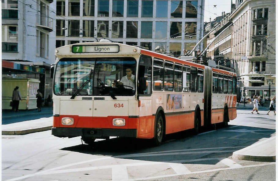 (062'426) - TPG Gen�ve - Nr. 634 - FBW/Hess Gelenktrolleybus am 4. August 2003 in Gen�ve, Bel-Air