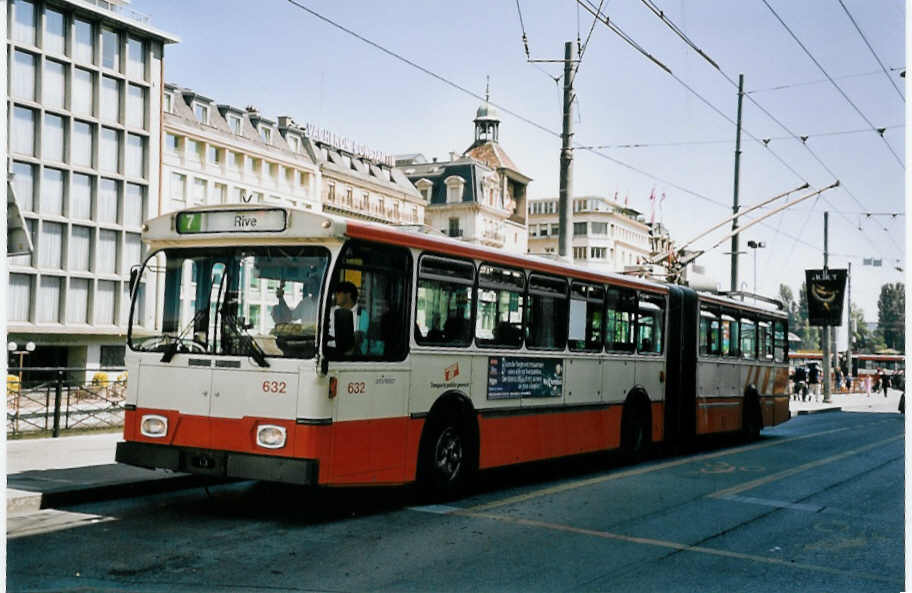 (062'523) - TPG Gen�ve - Nr. 632 - FBW/Hess Gelenktrolleybus am 4. August 2003 in Gen�ve, Bel-Air