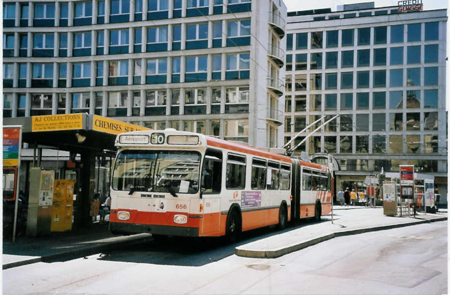(062'524) - TPG Gen�ve - Nr. 656 - Saurer/Hess Gelenktrolleybus am 4. August 2003 in Gen�ve, Bel-Air