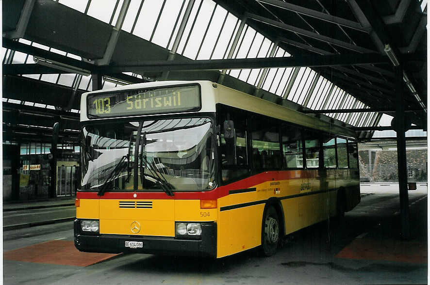 (065'926) - PostAuto Bern-Freiburg-Solothurn - Nr. 504/BE 614'086 - Mercedes/Lauber (ex P 25'372) am 8. M�rz 2004 in Bern, Postautostation