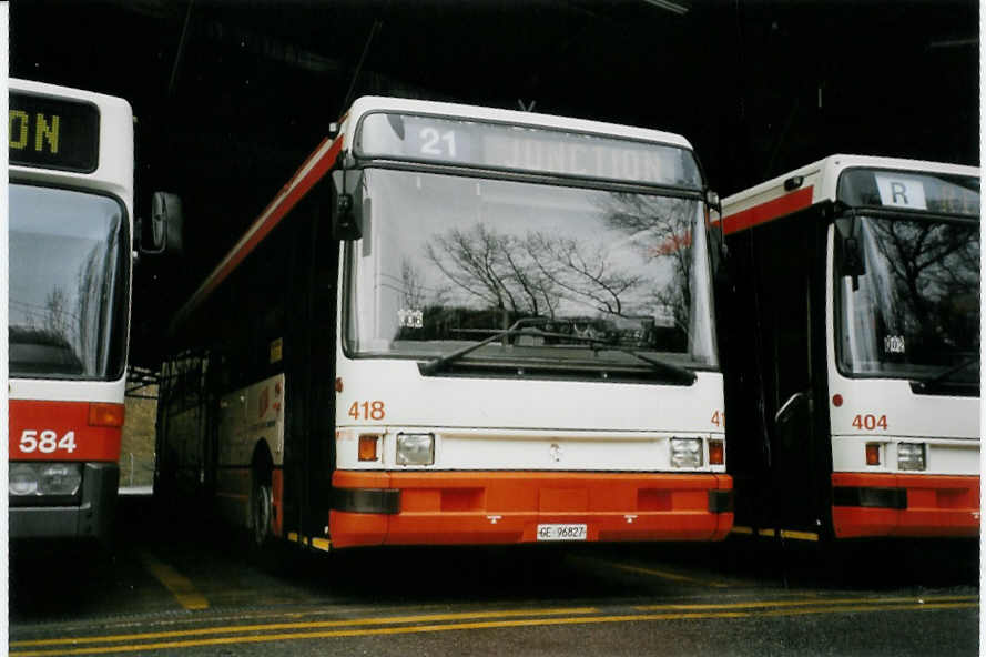 (066'308) - TPG Gen�ve - Nr. 418/GE 96'827 - Renault am 21. M�rz 2004 in Gen�ve, D�p�t