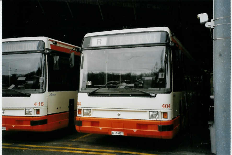 (066'309) - TPG Gen�ve - Nr. 404/GE 96'757 - Renault am 21. M�rz 2004 in Gen�ve, D�p�t