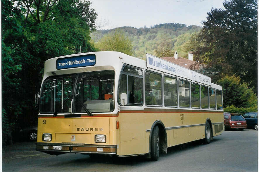 (067'528) - STI Thun - Nr. 58/BE 413'458 - Saurer/R&J am 14. Mai 2004 bei der Schiffl�ndte Thun