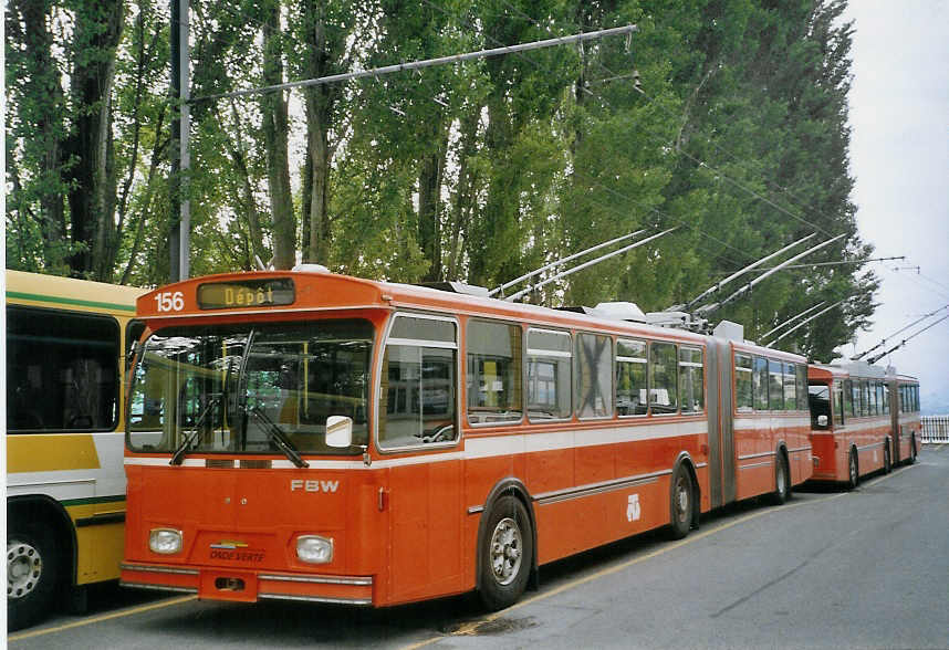 (067'705) - TN Neuch�tel - Nr. 156 - FBW/Hess Gelenktrolleybus (ex Nr. 56) am 22. Mai 2004 in Neuch�tel, D�p�t