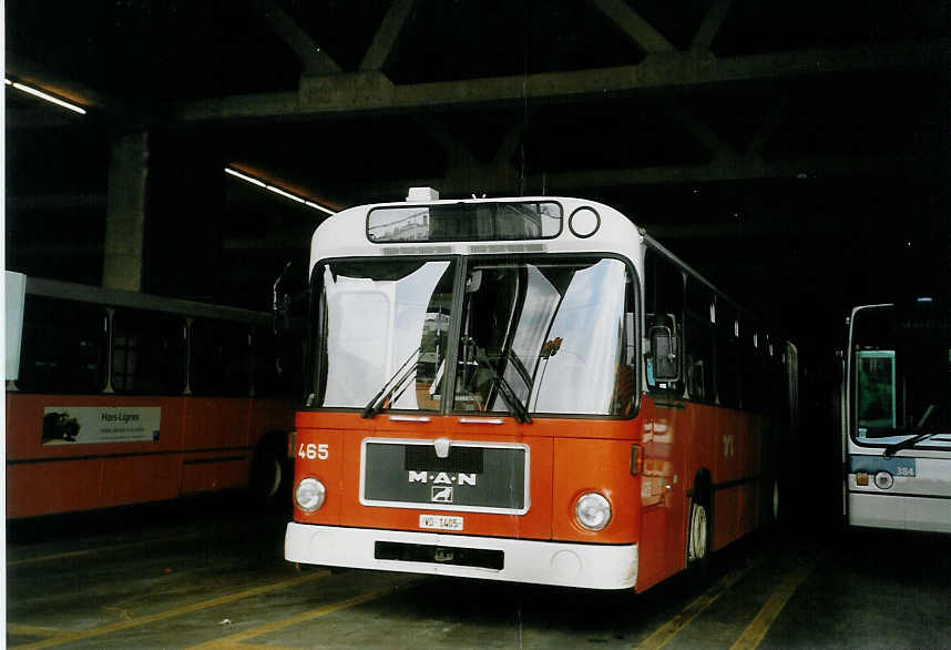 (069'025) - TL Lausanne - Nr. 465/VD 1405 - MAN am 8. Juli 2004 in Lausanne, D�p�t Borde