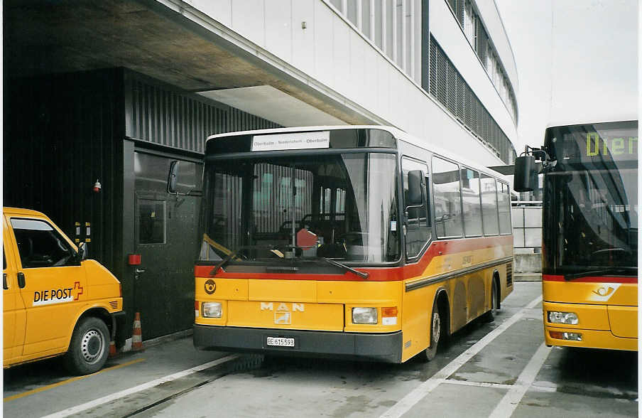 (073'323) - PostAuto Bern-Freiburg-Solothurn - Nr. 452/BE 615'593 - MAN/Hess (ex Trachsel, Hasle-R�egsau; ex Loosli, Wyssachen) am 20. Dezember 2004 in Bern, Postautostation