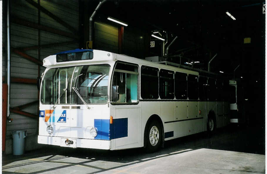 (075'017) - TPG Gen�ve (TL Nr. 707) - Nr. 58 - FBW/Hess Trolleybus (ex Nr. 787) am 24. Februar 2005 in Gen�ve, D�p�t