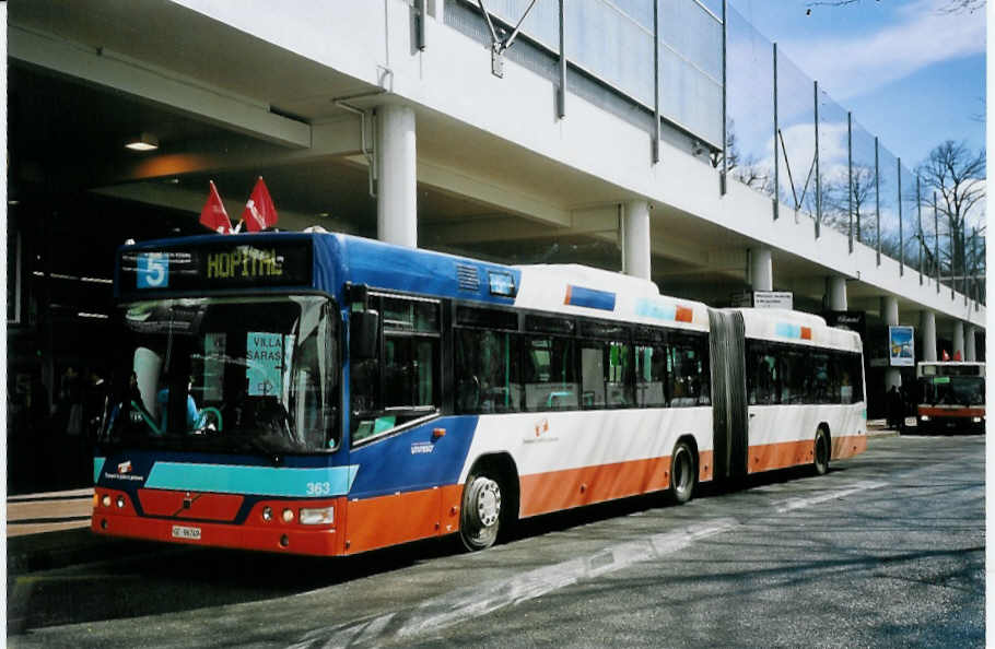 (075'508) - TPG Gen�ve - Nr. 363/GE 96'749 - Volvo am 6. M�rz 2005 in Gen�ve, Palexpo