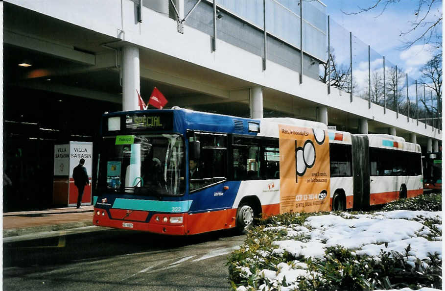 (075'509) - TPG Gen�ve - Nr. 322/GE 96'679 - Volvo am 6. M�rz 2005 in Gen�ve, Palexpo