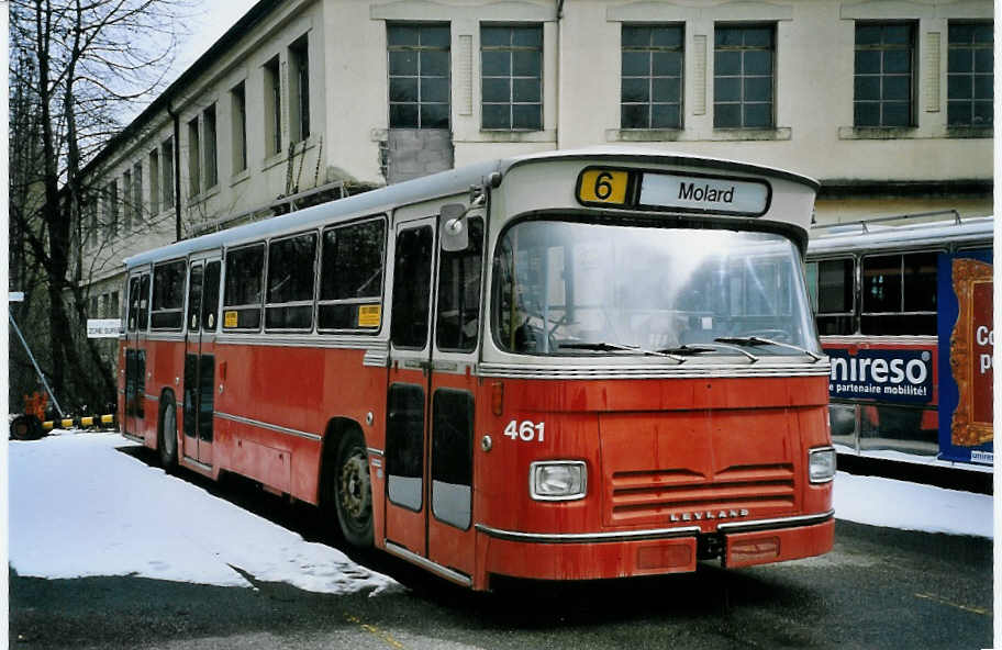 (075'601) - TPG Gen�ve (Knoerr) - Nr. 461 - Leyland-DAB am 6. M�rz 2005 in Gen�ve, D�p�t