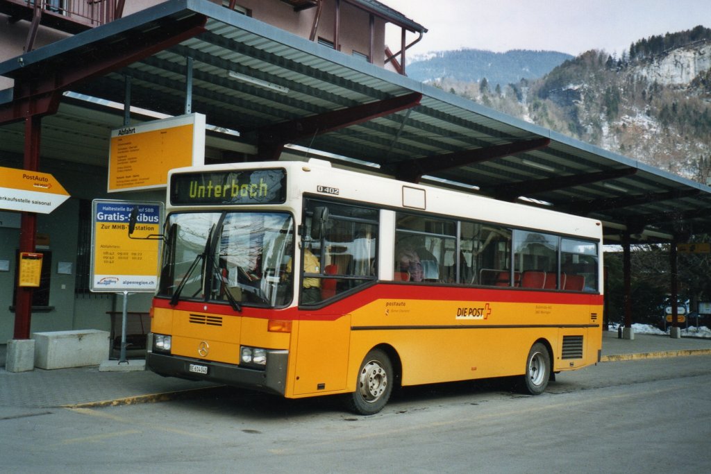 (075'631) - AVG Meiringen - BE 614'040 - NAW/G�ppel (ex PostAuto Berner Oberland; ex P 23'002; ex Selfors, Meiringen; ex P 22'020; ex Mer�ay, Del�mont; ex LVB Lenk) am 12. M�rz 2005 in Meiringen, Postautostation 