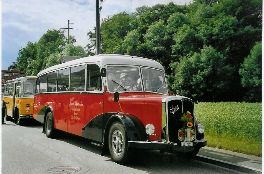 (077'205) - S�tterlin, Sch�nenbuch - BL 7211 - Saurer/Gangloff (ex Geiger, Adelboden Nr. 11; ex P 23'100; ex P 2153) am 5. Juni 2005 in Bubendorf