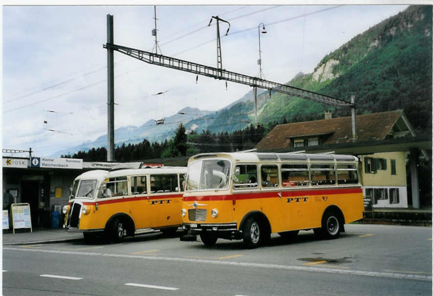 (078'005) - Schmid, Th�rishaus - Nr. 9/BE 26'105 - Saurer/R&J (ex Geiger, Adelboden Nr. 9) am 25. Juni 2005 beim Bahnhof Reichenbach