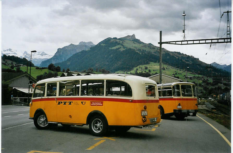 (078'127) - Schmid, Th�rishaus - Nr. 3/BE 26'206 - Saurer/Gangloff (ex Geiger, Adelboden Nr. 3) am 25. Juni 2005 beim Bahnhof Reichenbach