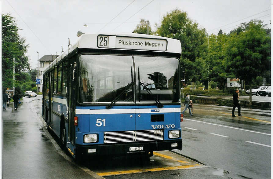 (078'407) - VBL Luzern - Nr. 51/LU 15'051 - Volvo/Hess am 11. Juli 2005 in Luzern, Br�elstrasse