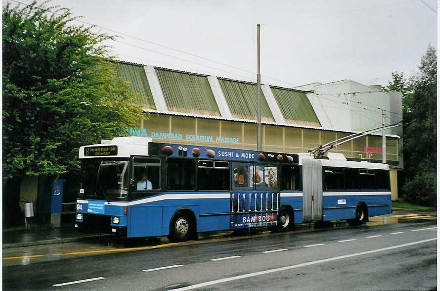 (078'408) - VBL Luzern - Nr. 194 - NAW/Hess Gelenktrolleybus am 11. Juli 2005 in Luzern, Br�elstrasse