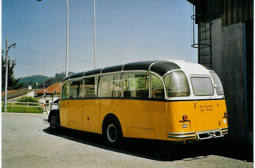 (079'222) - Studach, Teufen - Saurer/FHS (ex M+79'512; ex P 23'155; ex P 2242) am 28. Juli 2005 in Teufen, Garage