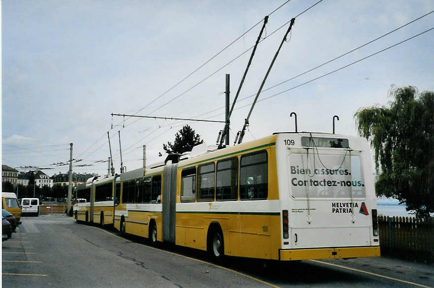 (080'016) - TN Neuch�tel - Nr. 109 - NAW/Hess Gelenktrolleybus am 27. August 2005 in Neuch�tel, D�p�t