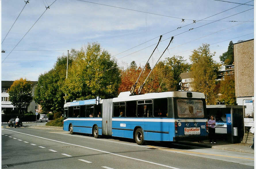 (081'311) - VBL Luzern - Nr. 182 - NAW/Hess Gelenktrolleybus am 21. Oktober 2005 in Luzern, Br�elstrasse