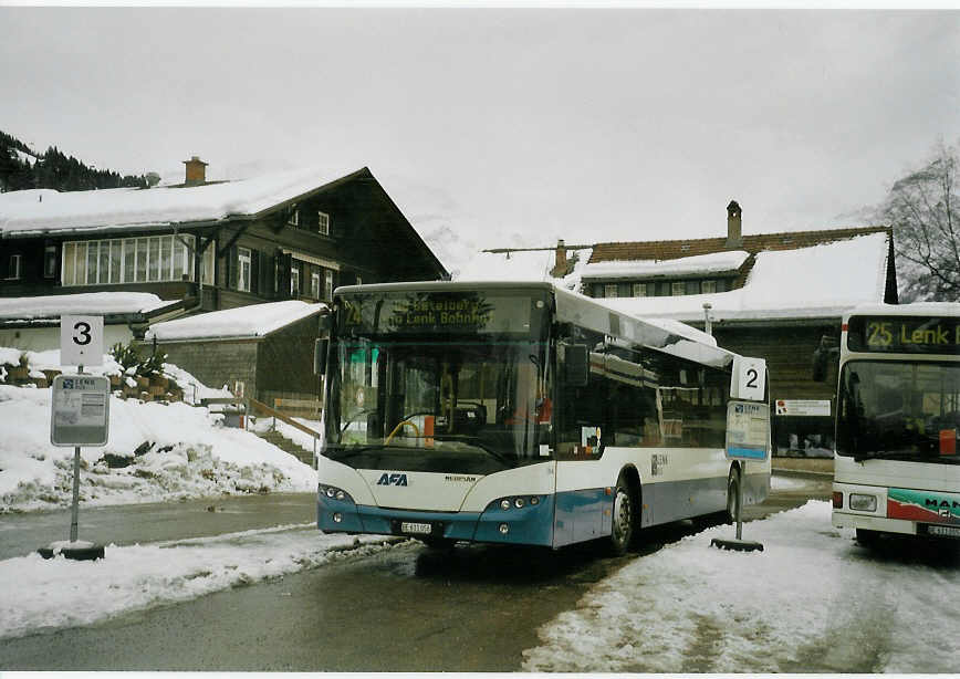 (083'223) - AFA Adelboden - Nr. 54/BE 611'056 - Neoplan (ex VBZ Z�rich Nr. 243) am 19. Februar 2006 beim Bahnhof Lenk