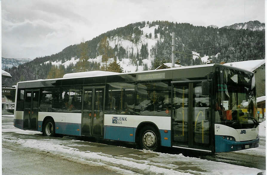(083'224) - AFA Adelboden - Nr. 54/BE 611'056 - Neoplan (ex VBZ Z�rich Nr. 243) am 19. Februar 2006 beim Bahnhof Lenk