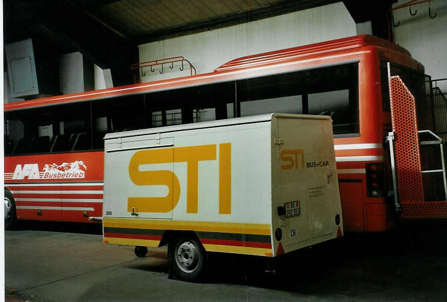 (083'308) - STI Thun - Nr. 265/BE 192'353 - Wasta Gep�ckanh�nger (ex Nr. 165; ex TSG Blumenstein Nr. 13) am 24. Februar 2006 im Autobahnhof Adelboden