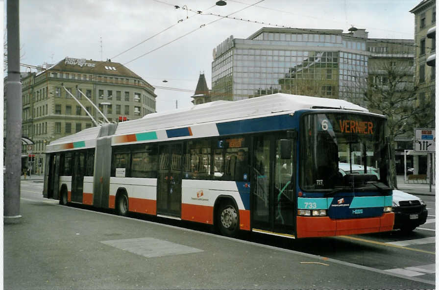 (083'401) - TPG Gen�ve - Nr. 733 - Hess/Hess Gelenktrolleybus am 6. M�rz 2006 in Gen�ve, 22-Cantons