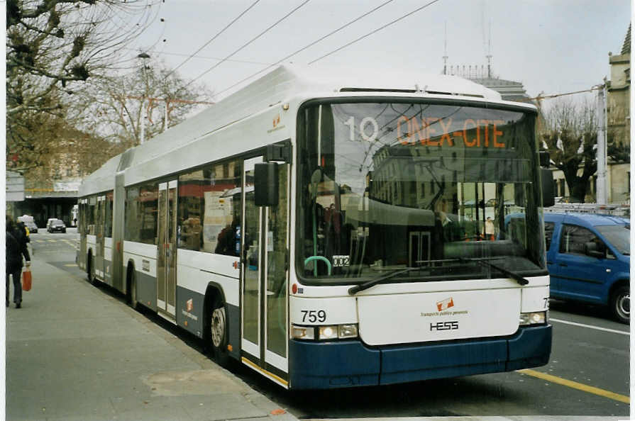 (083'427) - TPG Gen�ve - Nr. 759 - Hess/Hess Gelenktrolleybus am 6. M�rz 2006 in Gen�ve, 22-Cantons