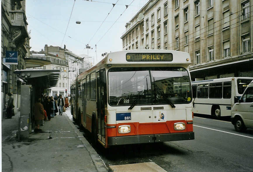 (083'729) - TL Lausanne - Nr. 881 - Saurer/Hess Gelenktrolleybus (ex TPG Gen�ve Nr. 661) am 6. M�rz 2006 in Lausanne, Bel-Air