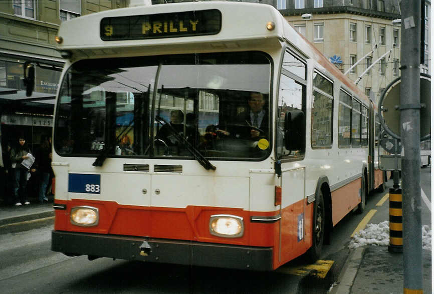 (083'801) - TL Lausanne - Nr. 883 - Saurer/Hess Gelenktrolleybus (ex TPG Gen�ve Nr. 652) am 6. M�rz 2006 in Lausanne, Bel-Air