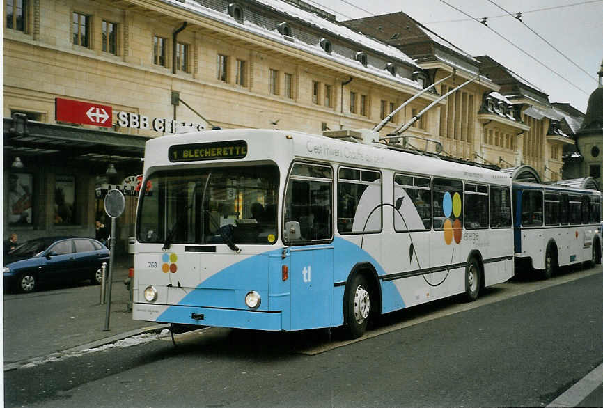 (083'822) - TL Lausanne - Nr. 768 - NAW/Lauber Trolleybus am 6. M�rz 2006 beim Bahnhof Lausanne