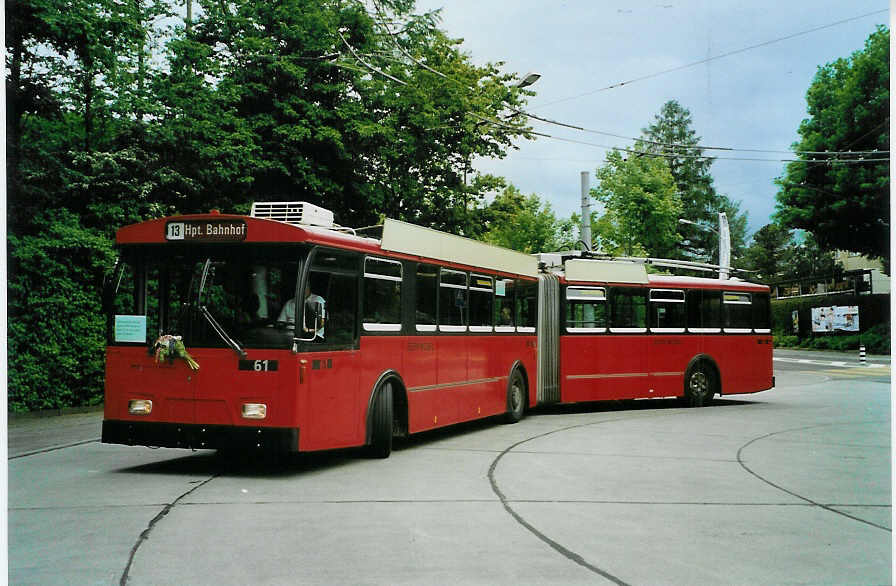 (085'719) - Bernmobil, Bern - Nr. 61 - FBW/Hess Gelenktrolleybus am 28. Mai 2006 in Bern, B�mpliz