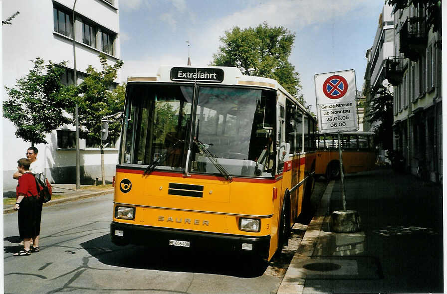 (086'826) - Kolb&Binggeli, Matten - Nr. 3/BE 606'400 - Saurer/R&J (ex Schmocker, Stechelberg Nr. 3; ex Nr. 1; ex Gertsch, Stechelberg Nr. 1) am 25. Juni 2006 in Bern, Museum f�r Kommunikation