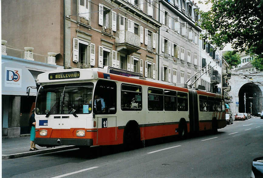 (087'805) - TL Lausanne - Nr. 883 - Saurer/Hess Gelenktrolleybus (ex TPG Gen�ve Nr. 652) am 26. Juli 2006 in Lausanne, Tunnel