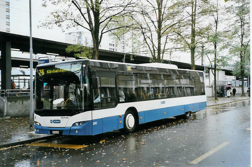 (090'624) - VBZ Z�rich - Nr. 260/ZH 726'260 - Neoplan am 11. November 2006 beim Bahnhof Z�rich-Oerlikon 