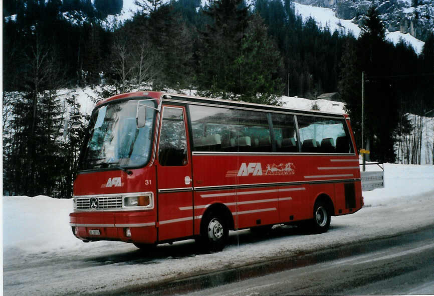 (091'435) - AFA Adelboden - Nr. 31/BE 26'774 - Setra (ex Nr. 10; ex Fr�hlich, Z�rich) am 7. Januar 2007 in Adelboden, Unter dem Birg