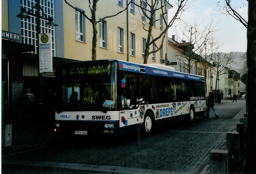 (091'824) - SWEG Lahr - FR-H 3663 - MAN am 3. Februar 2007 in L�rrach, Senserplatz