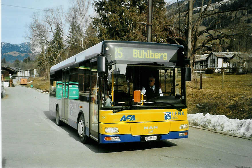 (092'010) - AFA Adelboden - Nr. 56/BE 611'030 - MAN/G�ppel am 17. Februar 2007 beim Bahnhof Lenk