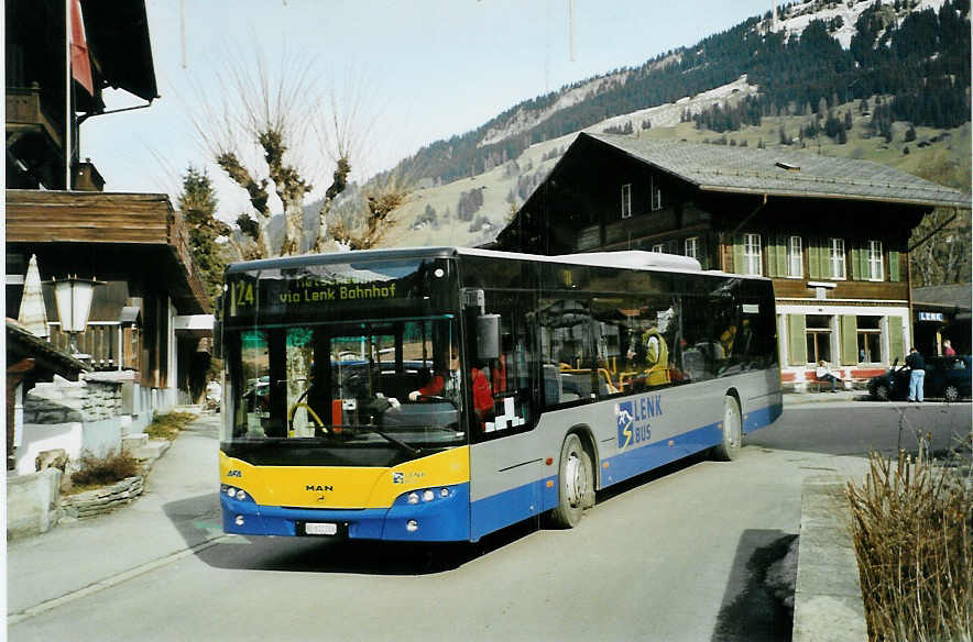(092'012) - AFA Adelboden - Nr. 54/BE 611'056 - Neoplan (ex VBZ Z�rich Nr. 243) am 17. Februar 2007 beim Bahnhof Lenk