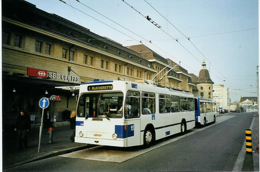 (092'516) - TL Lausanne - Nr. 779 - NAW/Lauber Trolleybus am 17. M�rz 2007 beim Bahnhof Lausanne
